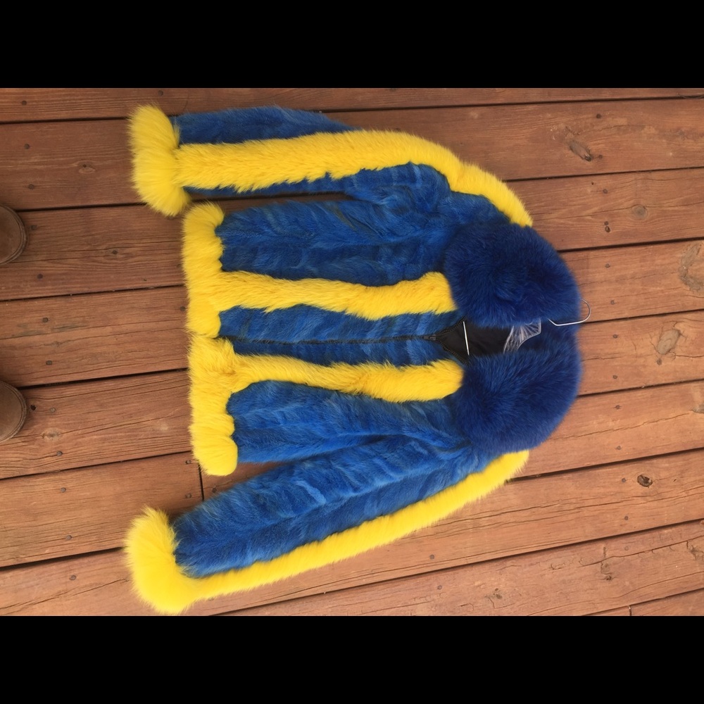 Outrageously decadent blue & yellow mink fur